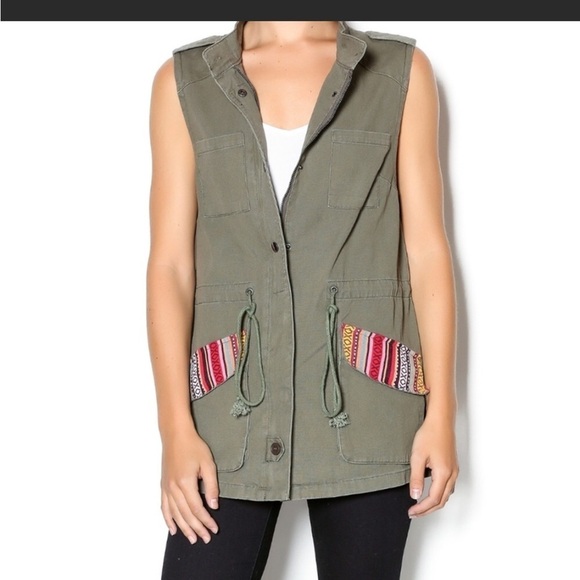 En Crème olive green utility vest Size Small - Picture 1 of 14